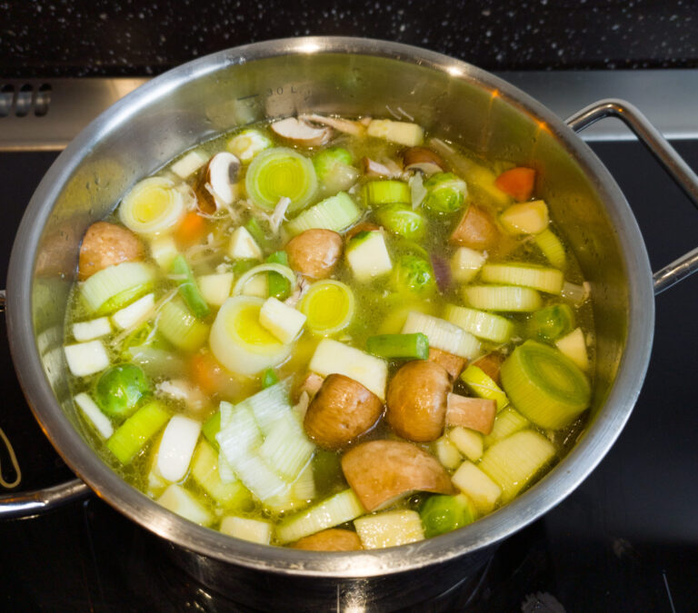 Chicken Soup in a steel pot