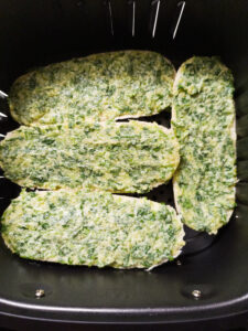 Cilantro garlic bread in the airfryer basket (before toasting)