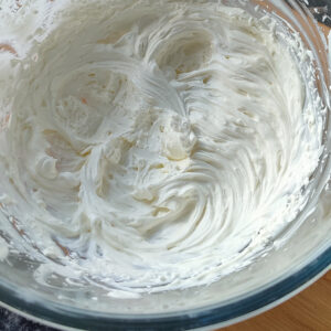 Mascarpone whipped cream in a bowl