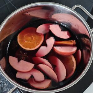 Glühwein before cooking in a pot