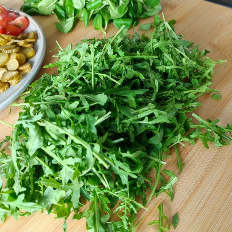 Arugula on the working surface