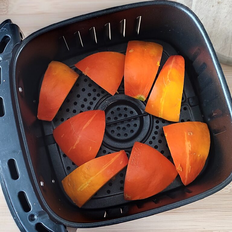 Roast pumpkin pieces in air fryer